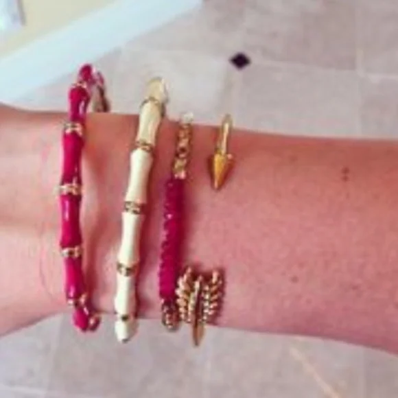 Stella & Dot | Dainty Gold Bangle Bracelet 🌸🦄💫✨PINK+Gold Julep Bangle - Picture 8 of 8